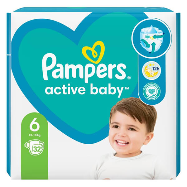 PAMPERS ΠΑΝΕΣ ACTIVE BABY No6 (32τεμ.) (13-18kg) (VP)