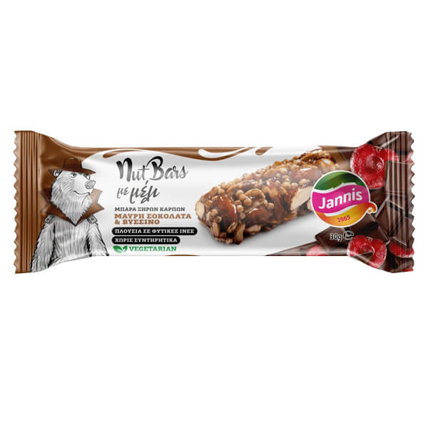 JANNIS ΜΠΑΡΑ ΞΗΡΩΝ ΚΑΡΠΩΝ ΜΕ ΜΕΛΙ 30gr. - (ΜΑΥΡΗ ΣΟΚΟΛΑΤΑ ΚΑΙ ΒΥΣΣΙΝΟ)