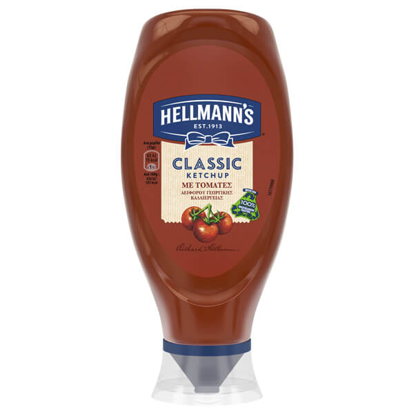 HELLMANN'S KETCHUP  550gr. - (ΚΛΑΣΣΙΚΗ) (TOP DOWN)
