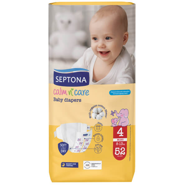 SEPTONA CALM N' CARE BABY DIAPERS MAXI No 4 (52τεμ.) - (8-13kg)