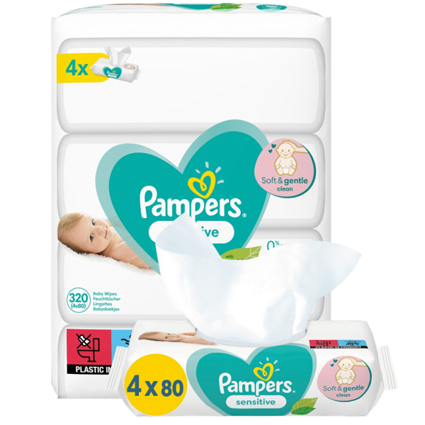 PAMPERS  ΜΩΡΟΜΑΝΤΗΛΑ 4x80τεμ. - (SENSITIVE)