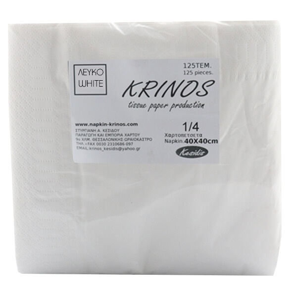 ΚΡΙΝΟΣ ΧΑΡΤ/ΤΑ 1/4 ΠΟΛΥΤΕΛΕΙΑΣ 2Φ (40x40cm) - (ΛΕΥΚΗ) (125τεμ.)
