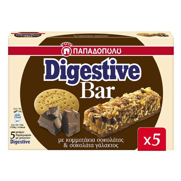 ΠΑΠΑΔΟΠΟΥΛΟΥ DIGESTIVE BARS (5x28gr.) - (ΣΟΚΟΛΑΤΑ)