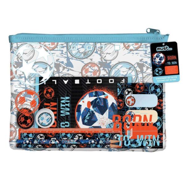 ΣΧΟΛΙΚΟ ΣΕΤ MUST BORN TO WIN 10 ΤΜΧ. ΣΕ PVC ΤΣΑΝΤΑΚΙ