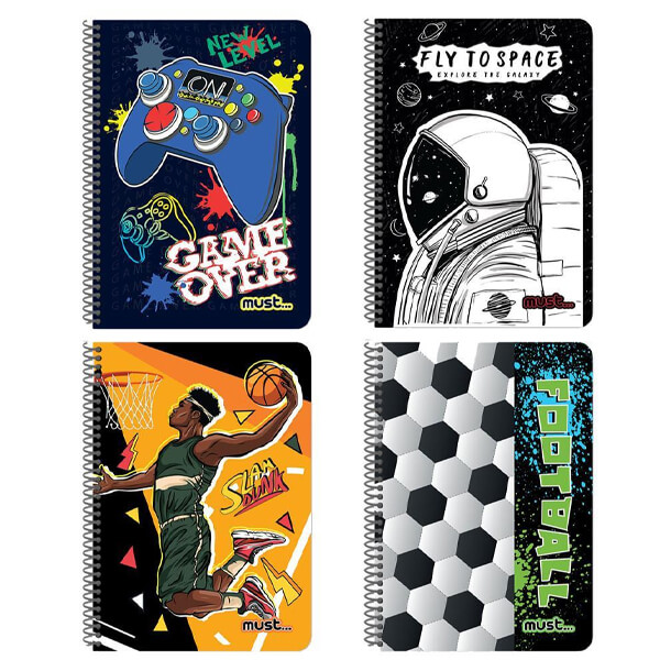 MUST ΤΕΤΡΑΔΙΟ ΣΠΙΡΑΛ 2 ΘΕΜΑΤΩΝ ,60 ΦΥΛΛΩΝ (17x25) (ΔΙΑΦΟΡΑ ΣΧΕΔΙΑ)