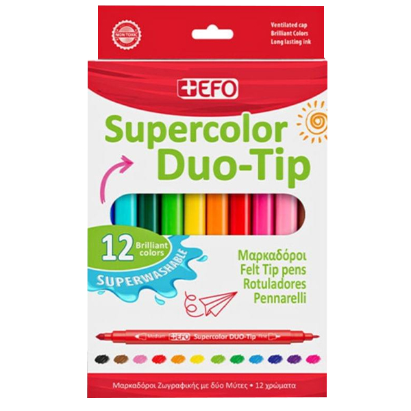 ΜΑΡΚΑΔΟΡΟΙ +EFO SUPERCOLOR DUO-TIP 12τεμ.