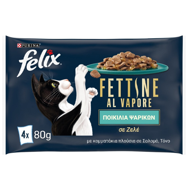 FELIX ΓΑΤΟΤΡΟΦΗ ΣΕ ΖΕΛΕ (4x80gr) - (ΣΟΛΟΜΟΣ/ΤΟΝΟΣ)