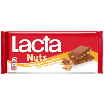 LACTA ΣΟΚΟΛΑΤΑ  85gr. - (ΚΑΡΑΜΕΛΩΜΕΝΟ ΑΜΥΓΔΑΛΟ ΚΑΙ ΑΛΑΤΙΣΜΕΝΟ ΚΡΑΚΕΡ)
