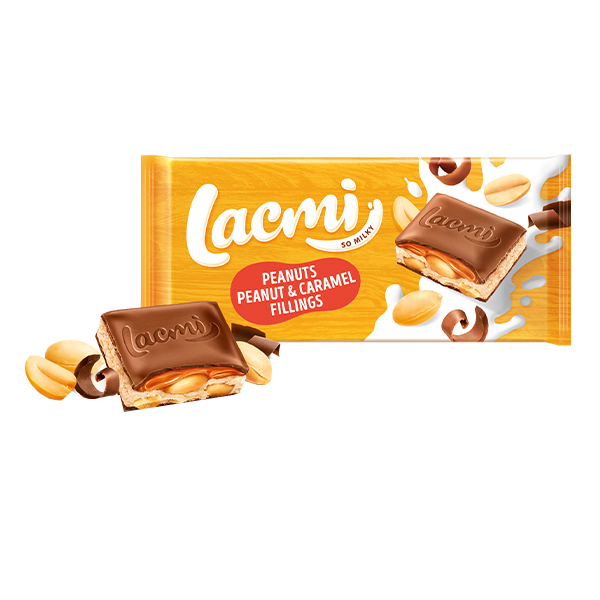 ROSHEN LACMI ΣΟΚΟΛΑΤΑ 90gr. - (ΦΥΣΤΙΚΙΑ ΚΑΙ ΑΛΑΤΙΣΜΕΝΗ ΚΑΡΑΜΕΛΑ)