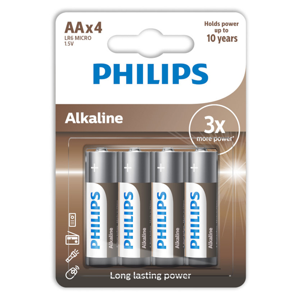PHILIPS ΜΠΑΤΑΡΙΑ ΑΛΚΑΛΙΚΗ AA 4τεμ. - (ΜΕ ΦΟΡΟ 0,08€)