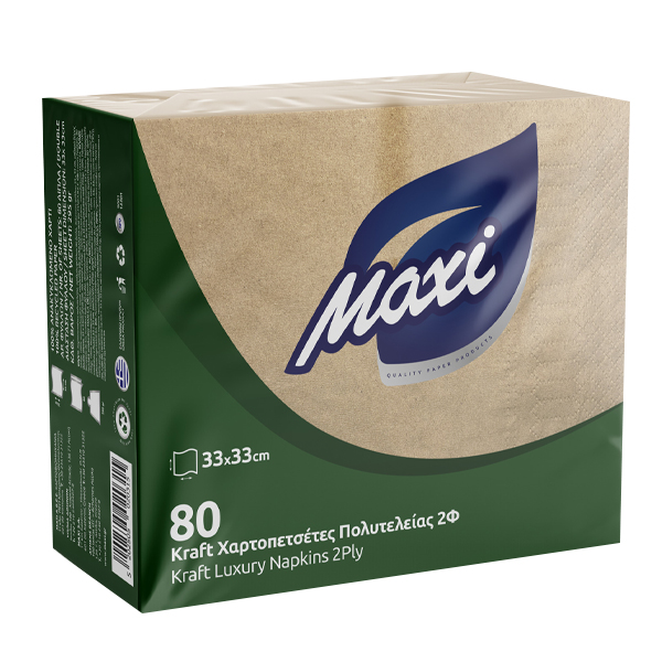 MAXI ΧΑΡΤΟΠΕΤΣΕΤΑ ΠΟΛΥΤ. 2Φ (33x33cm) - (80τεμ.) (ΚΡΑΦΤ) (3202017)