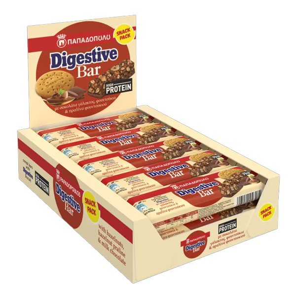 ΠΑΠΑΔΟΠΟΥΛΟΥ DIGESTIVE BARS  ΜΕ ΠΡΩΤΕΪΝΗ (10x28gr.) - (ΣΟΚΟΛΑΤΑ ΓΑΛΑΚΤΟΣ,ΦΟΥΝΤΟΥΚΙΑ ΚΑΙ ΠΡΑΛΙΝΑ ΦΟΥΝΤΟΥΚΙΟΥ)