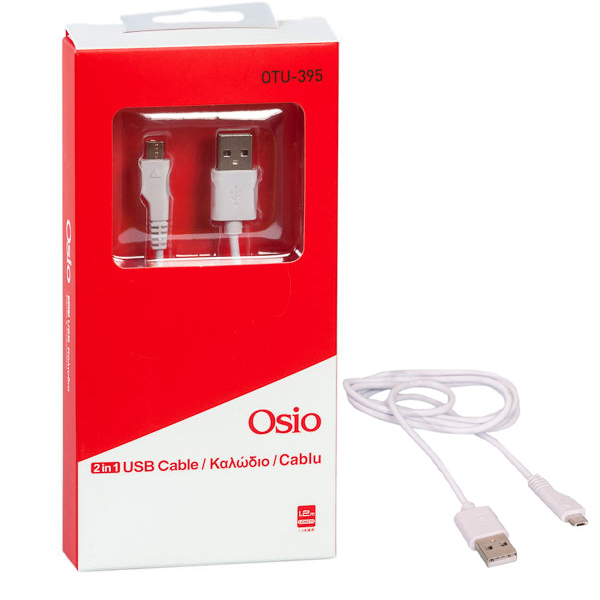 OSIO ΚΑΛΩΔΙΟ ΦΟΡΤΙΣΗΣ ΚΑΙ ΣΥΓΧΡΟΝΙΣΜΟΥ MICRO ΑΠΟ USB ΣΕ USB (1,2m) - (ΑΣΠΡΟ) (OTU395W)