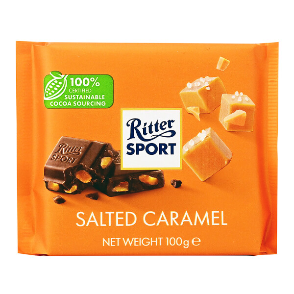 RITTER SPORT ΣΟΚΟΛΑΤΑ 100gr. - (ΓΑΛΑΚΤΟΣ ΜΕ ΑΛΑΤΙΣΜΕΝΗ ΚΑΡΑΜΕΛΑ)