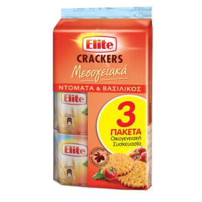 ELITE CRACKERS ΜΕΣΟΓΕΙΑΚΑ (3x105gr.) - (ΝΤΟΜΑΤΑ ΚΑΙ ΒΑΣΙΛΙΚΟΣ)