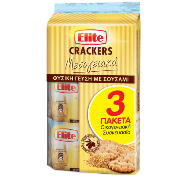 ELITE CRACKERS ΜΕΣΟΓΕΙΑΚΑ (3x105gr.) - (ΦΥΣΙΚΗ)