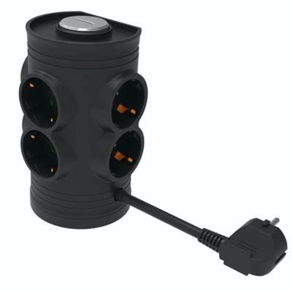 TNS ΠΟΛΥΜΠΡΙΖΟ 6Θ + 1,5m ΚΑΛΩΔΙΟ - (ΜΑΥΡΟ) (35-950-1053)