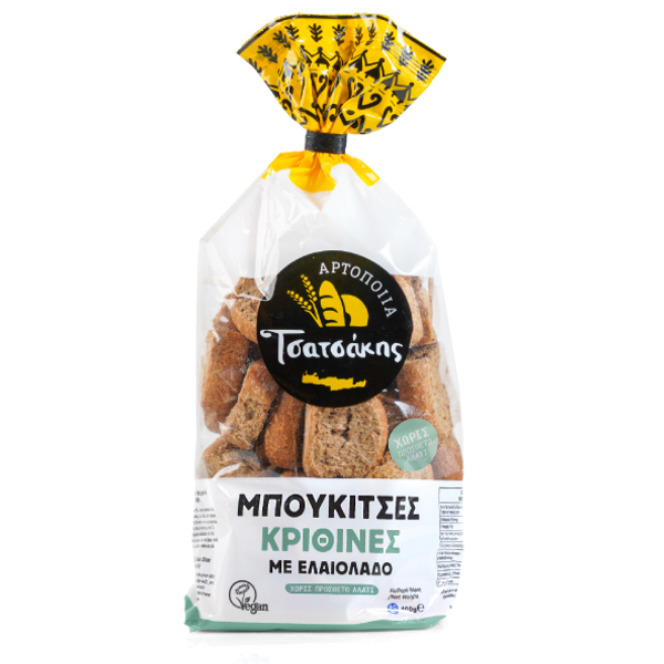 ΤΣΑΤΣΑΚΗΣ ΜΠΟΥΚΙΤΣΕΣ 400gr. - (ΕΛΑΙΟΛΑΔΟΥ ΧΩΡΙΣ ΑΛΑΤΙ)