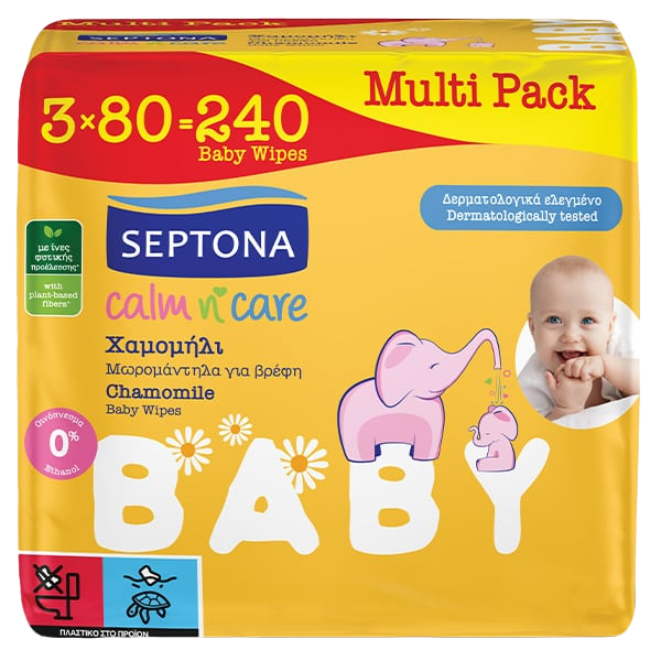 SEPTONA ΜΩΡΟΜΑΝΤΗΛΑ CALM N' CARE (3x80τεμ.) - (ΧΑΜΟΜΗΛΙ)