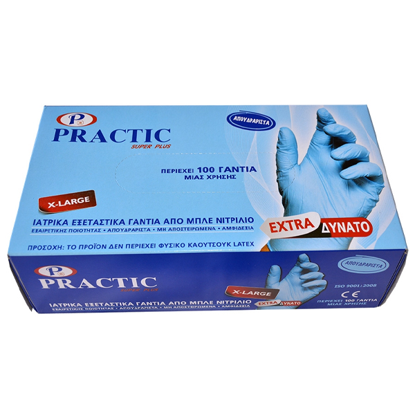 PRACTIC ΓΑΝΤΙΑ ΝΙΤΡΙΛΙΟΥ ΜΠΛΕ X-LARGE - (100τεμ.)