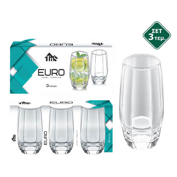 TNS EURO ΠΟΤΗΡΙ ΓΥΑΛΙΝΟ ΝΕΡΟΥ (3τεμ.) - (ZHUJIE)