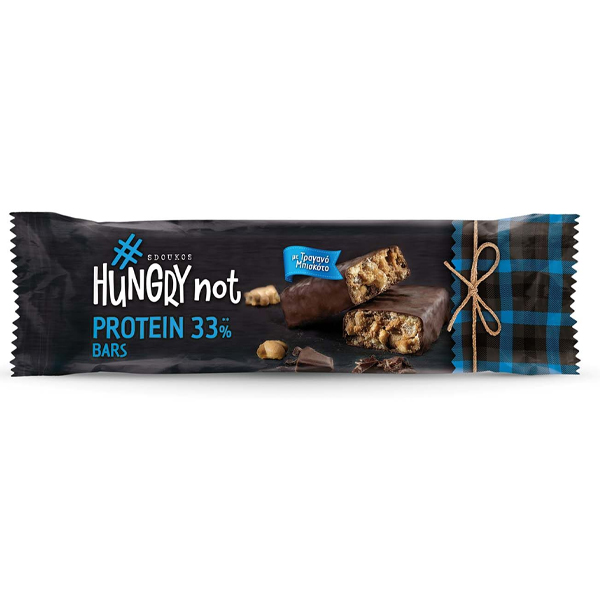 HUNGRY NOT ΜΠΑΡΑ ΠΡΩΤΕΙΝΗΣ 45gr. - (ΜΑΥΡΗ ΣΟΚΟΛΑΤΑ - ΜΠΙΣΚΟΤΟ)