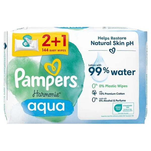 PAMPERS  ΜΩΡΟΜΑΝΤΗΛΑ 3x48τεμ. - (HARMONIE) (AQUA) (2+1)