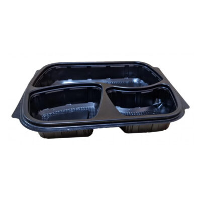 ΣΚΕΥΟΣ ΦΑΓΗΤΟΥ ΜΑΥΡΟ 3 ΘΕΣΕΩΝ (24x21x4cm) - (FT294-40) (50τεμ.) - (LUX PLAST)