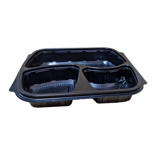 ΣΚΕΥΟΣ ΦΑΓΗΤΟΥ ΜΑΥΡΟ 3 ΘΕΣΕΩΝ (24x21x4cm) - (FT294-40) (50τεμ.) - (LUX PLAST)