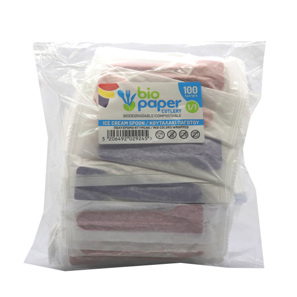 BIO PAPER ΚΟΥΤΑΛΙ ΠΑΓΩΤΟΥ (ΝΤΥΜΕΝΟ) (95mm) - (100τεμ) - (ΠΟΛΥΧΡΩΜΑ)