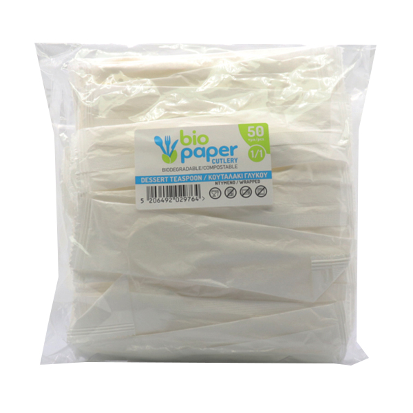 BIO PAPER ΚΟΥΤΑΛΑΚΙ ΓΛΥΚΟΥ (ΝΤΥΜΕΝΟ) - (130mm) - (50τεμ) - (ΛΕΥΚΟ)