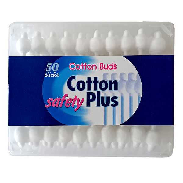 COTTON PLUS ΠΑΙΔΙΚΟΙ ΩΤΟΚΑΘΑΡΙΣΤΕΣ ΑΣΦΑΛΕΙΑΣ 50τεμ. - (FLAT BAZAKI) (PAPER STICK)