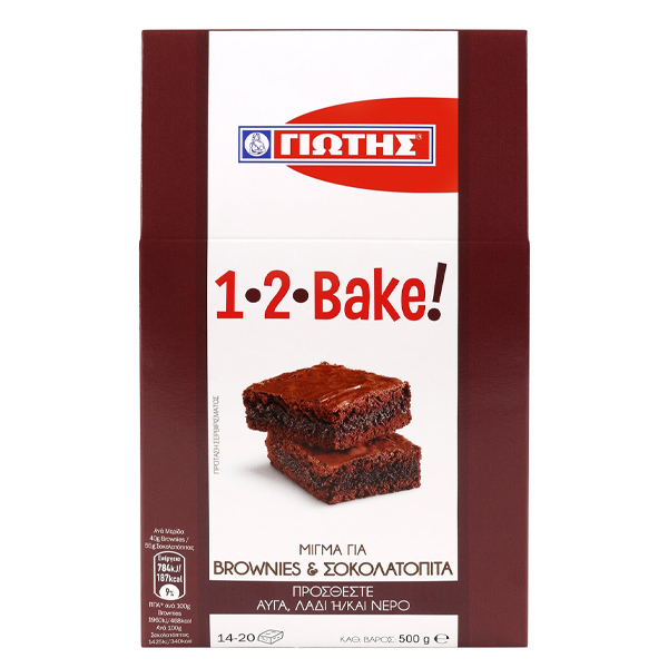 ΓΙΩΤΗΣ 1 2 BAKE PROTEIN ΜΙΓΜΑ 500gr. - (BROWNIES ΚΑΙ ΣΟΚΟΛΑΤΟΠΙΤΑ)