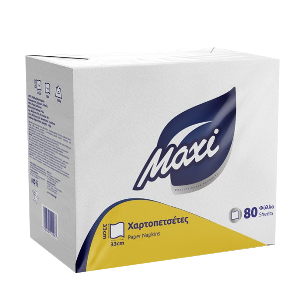 MAXI ΧΑΡΤΟΠΕΤΣΕΤΑ 1Φ (33x33cm) - (80τεμ.) (ΛΕΥΚΗ)