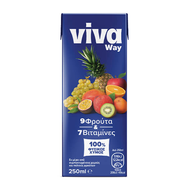 VIVA 250ml - (WAY 9 ΦΡΟΥΤΑ 100% ΦΥΣΙΚΟΣ ΧΥΜΟΣ)