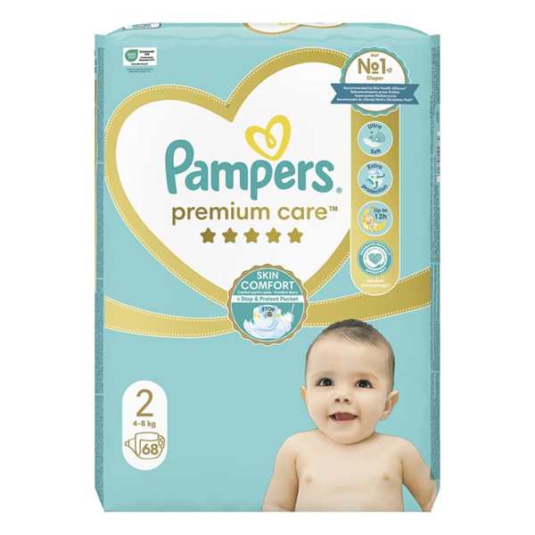 PAMPERS ΠΑΝΕΣ PREMIUM CARE Νο2 (68τεμ.) (4-8kg) (JUMBO)