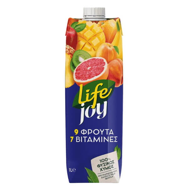 LIFE JOY ΧΥΜΟΣ 100% 1lt - (9 ΦΡΟΥΤΑ)