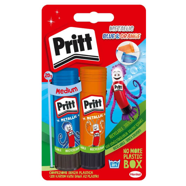 PRITT ΚΟΛΛΑ STICK METALLIC BLUE ΚΑΙ ORANGE 2Χ20ΓΡ