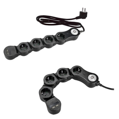 ΠΟΛΥΠΡΙΖΟ ΑΣΦΑΛΕΙΑΣ R.D.P. ΣΠΑΣΤΟ 4 ΘΕΣΕΩΝ ΜΕ ΚΑΛΩΔΙΟ 3G1.5 1.5mt + ΔΙΑΚΟΠΤΗ + 2 USB ΜΑΥΡΟ