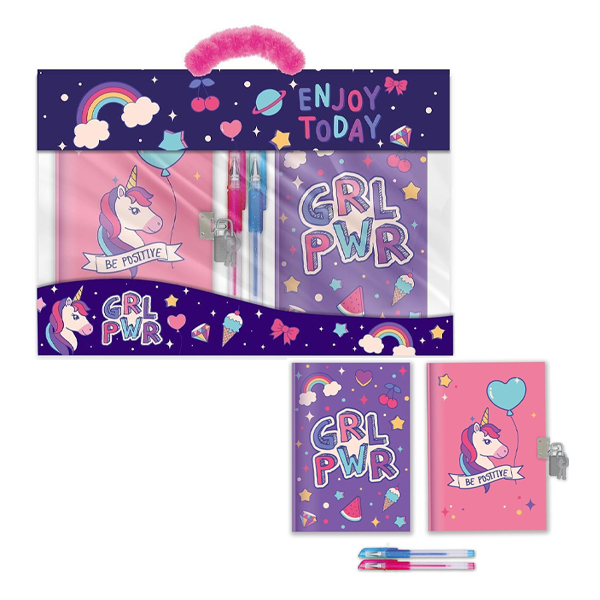 ΗΜΕΡΟΛΟΓΙΟ ΜΕ ΚΛΕΙΔΑΡΙΑ ΣΗΜΕΙΩΜΑΡΙΟ ΚΑΙ 2 ΣΤΥΛΟ GEL MUST GIRL