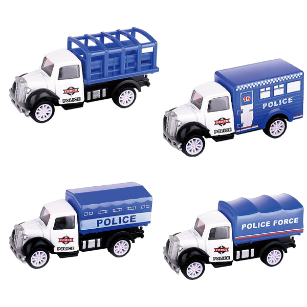 ΌΧΗΜΑ ΑΣΤΥΝΟΜΙΚΟ ΦΟΡΤΗΓΟ PULL BACK LUNA TOYS 1:55 ΜΕΤΑΛΛΙΚΟ 12X4,5X6,5 ΕΚ. 4 ΣΧΕΔΙΑ