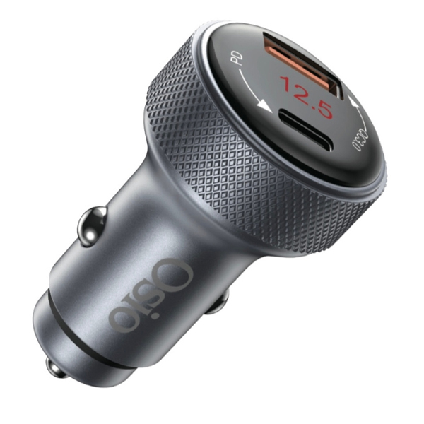 OSIO ΦΟΡΤΙΣΤΗΣ ΑΥΤΟΚΙΝΗΤΟΥ ΜΕ USB-Α ΚΑΙ TYPE-C-38W ΘΥΡΕΣ - (ΑΝΘΡΑΚΙ) (OTU6038)