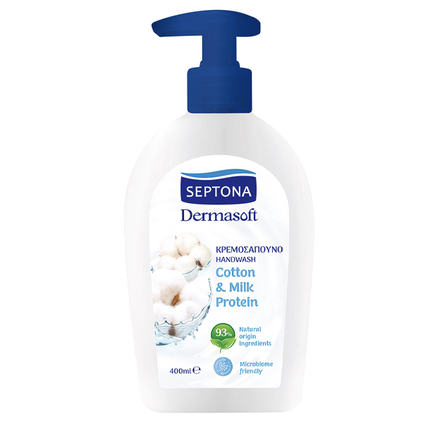SEPTONA DERMASOFT ΚΡΕΜΟΣΑΠΟΥΝΟ COTTON ΚΑΙ MILK PROTEIN 400ml - ΑΝΤΛΙΑ