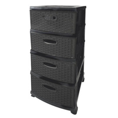 DR/RT/BLK ΠΛΑΣΤΙΚΗ ΣΥΡΤΑΡΙΕΡΑ 4 ΘΕΣΕΩΝ RATTAN ΜΑΥΡΟ