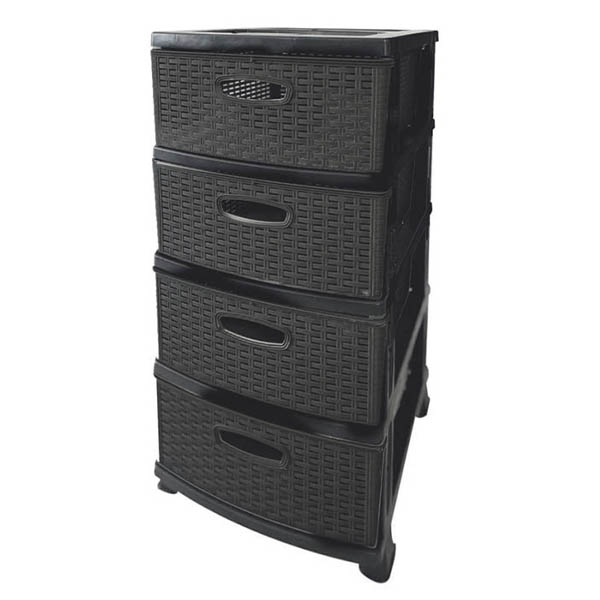 DR/RT/BLK ΠΛΑΣΤΙΚΗ ΣΥΡΤΑΡΙΕΡΑ 4 ΘΕΣΕΩΝ RATTAN ΜΑΥΡΟ