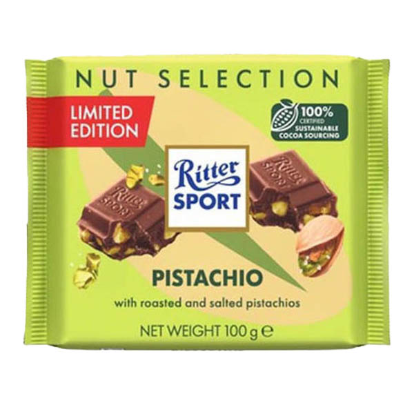RITTER SPORT ΣΟΚΟΛΑΤΑ 100gr. - (ΓΑΛΑΚΤΟΣ ΜΕ ΦΥΣΤΙΚΙΑ ΑΙΓΙΝΗΣ)