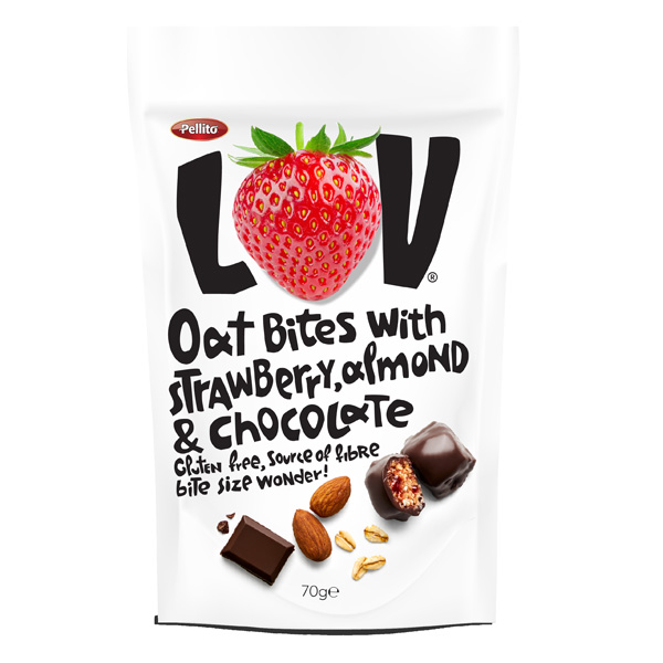 PELLITO LOV OAT BITES 70gr. - (ΦΡΑΟΥΛΑ - ΑΜΥΓΔΑΛΟ - ΣΟΚΟΛΑΤΑ)