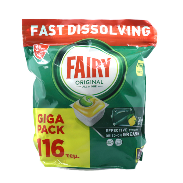 FAIRY CAPS ΠΛΥΝΤΗΡΙΟΥ ΠΙΑΤΩΝ ORIGINAL 116τεμ.