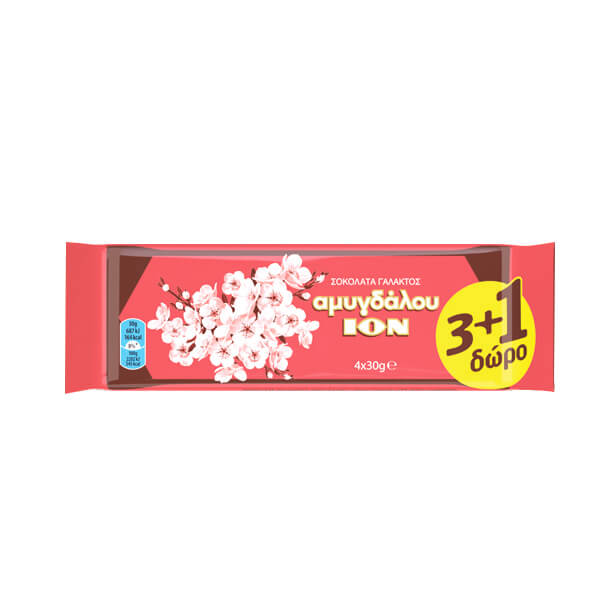 ΙΟΝ ΣΟΚΟΛΑΤΑ ΑΜΥΓΔΑΛΟΥ ΓΑΛΑΚΤΟΣ  (4x30gr.) - (3+1 ΔΩΡΟ)