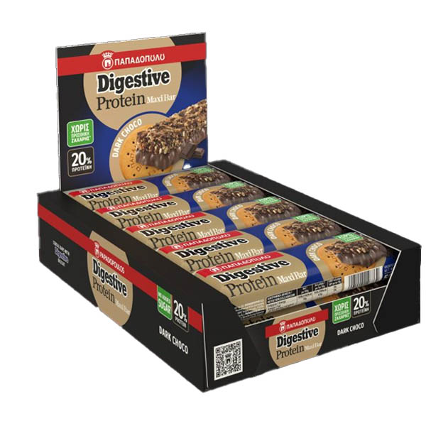 ΠΑΠΑΔΟΠΟΥΛΟΥ DIGESTIVE MAXI BARS  ΜΕ ΠΡΩΤΕΪΝΗ (10x50gr.) - (ΜΑΥΡΗ ΣΟΚΟΛΑΤΑ)